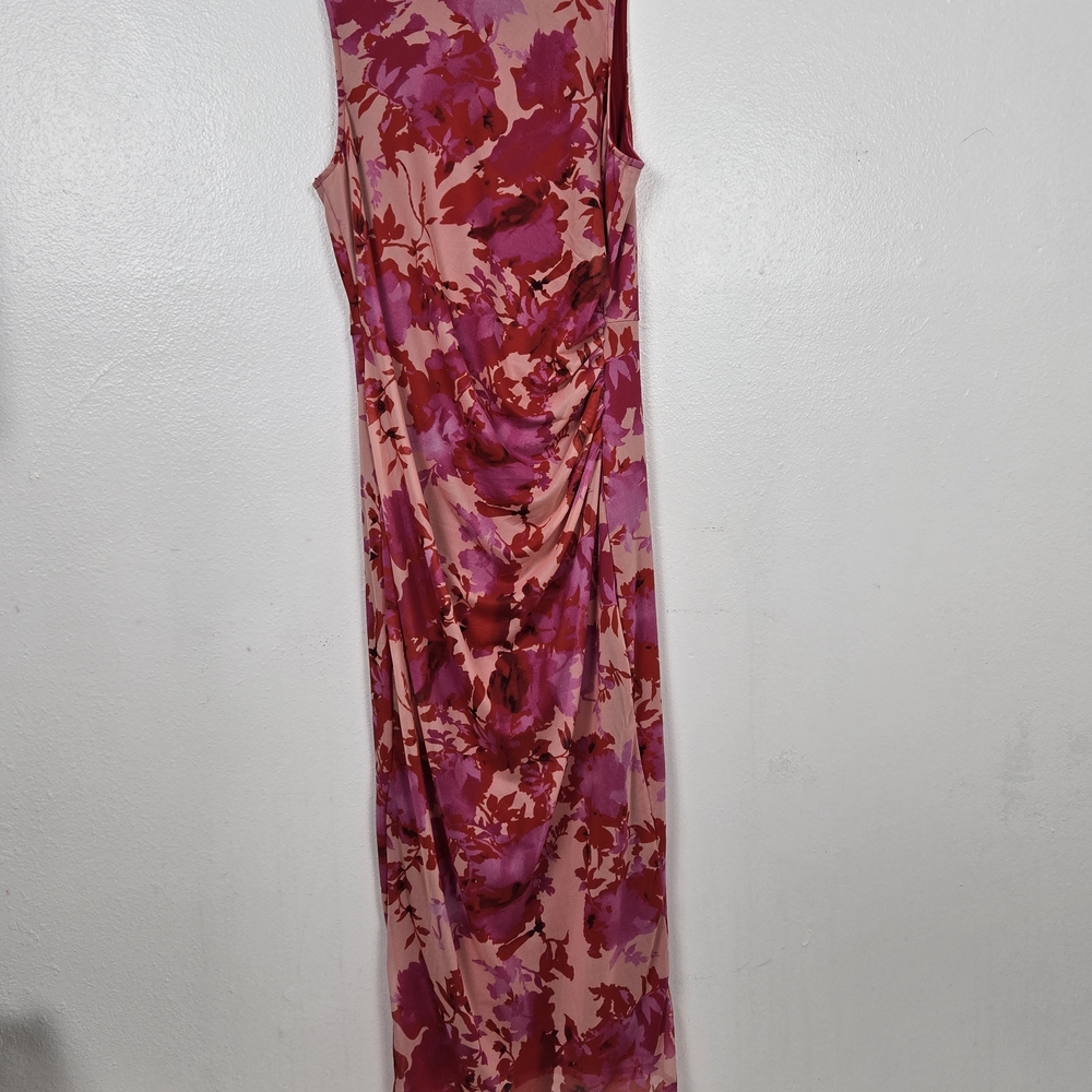 Floral Sleeveless Maxi Dress - Pink and Purple